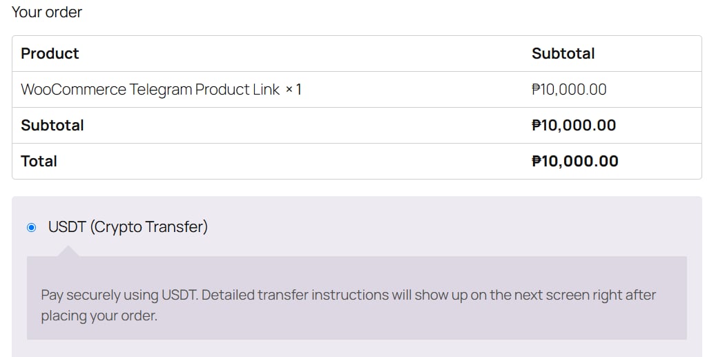 WooCommerce Peer-to-Peer USDT Gateway - Image 3