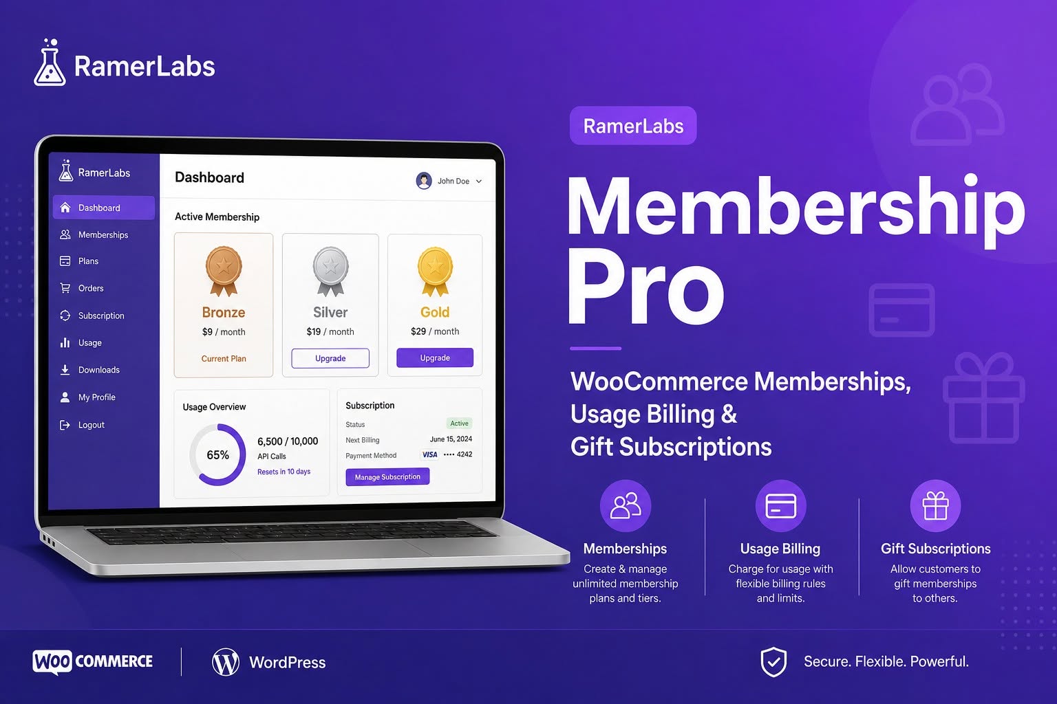 RamerLabs Membership Pro — WooCommerce Memberships, Usage Billing & Gift Subscriptions