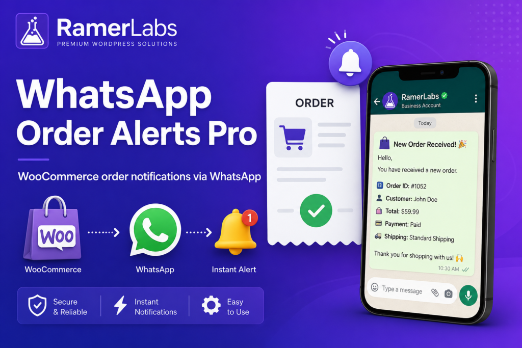 Introducing RamerLabs WhatsApp Order Alerts Pro - WooCommerce order notifications on WhatsApp